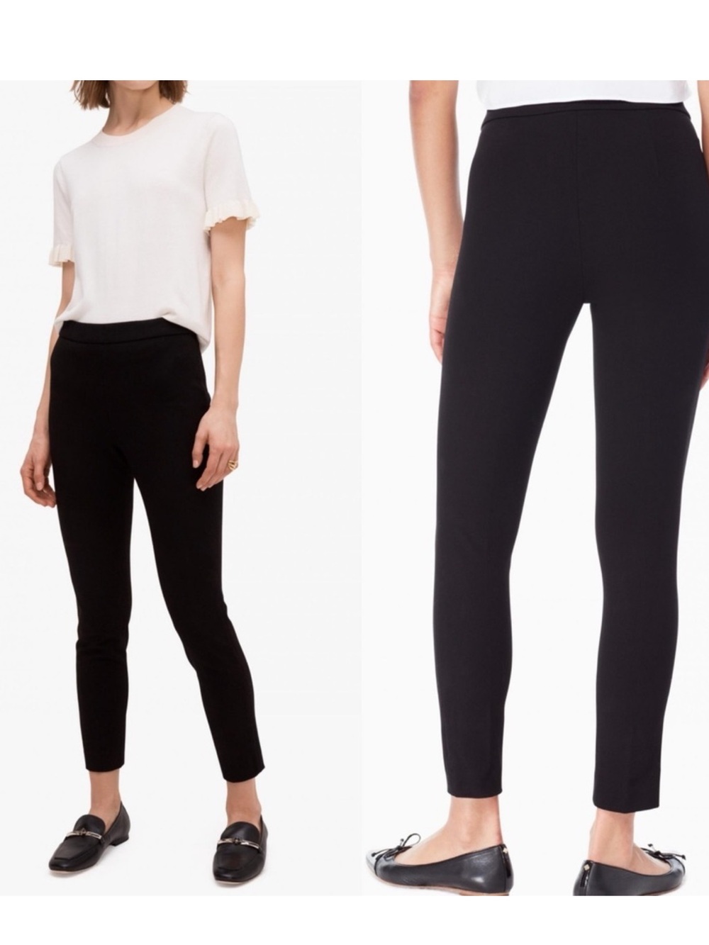 Kate Spade New York Black Bi-Stretch Pull On Ankle Trousers Pants Size 10